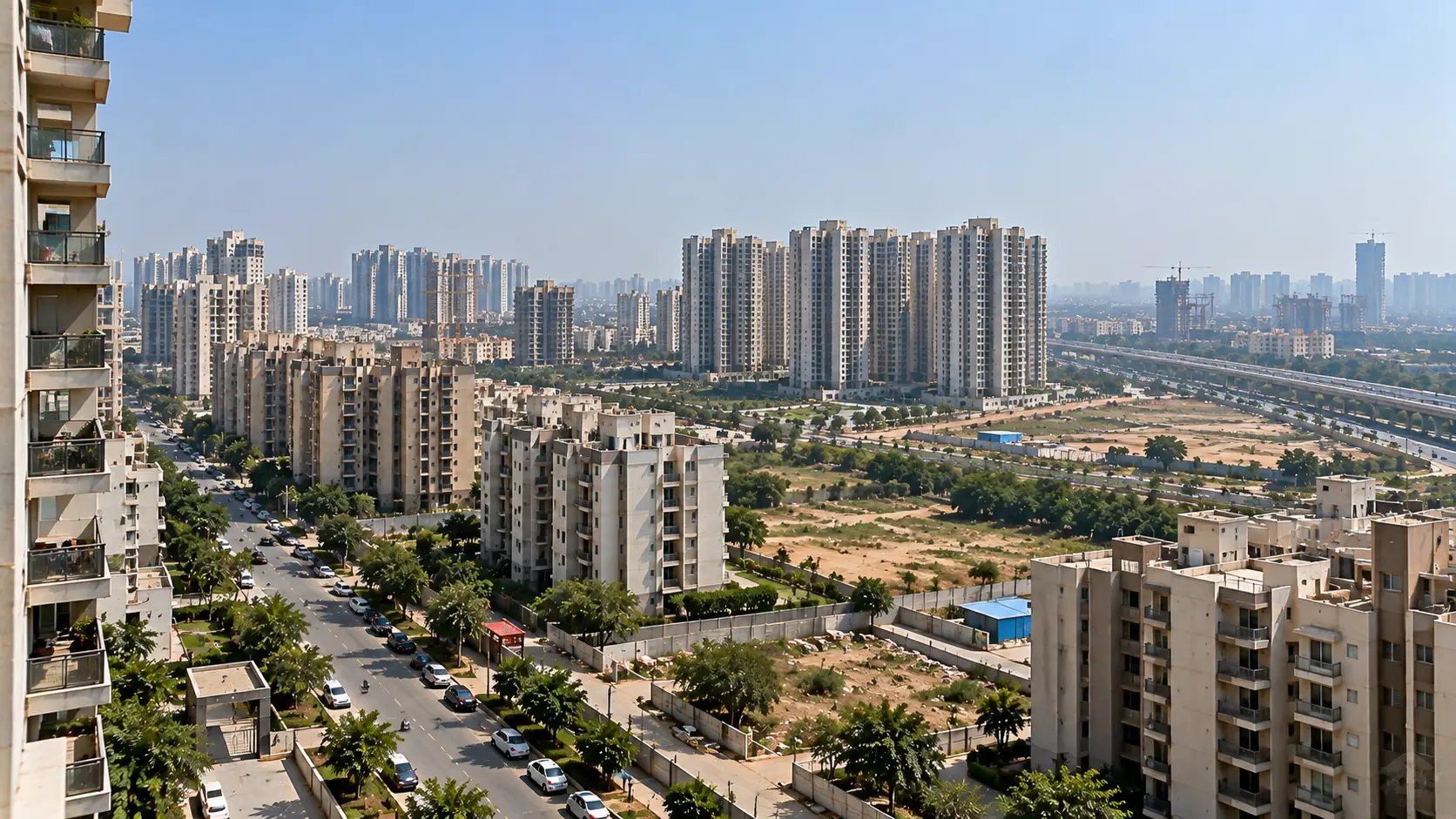 Property near Siddharth Vihar: high-rise district under construction in Ghaziabad
