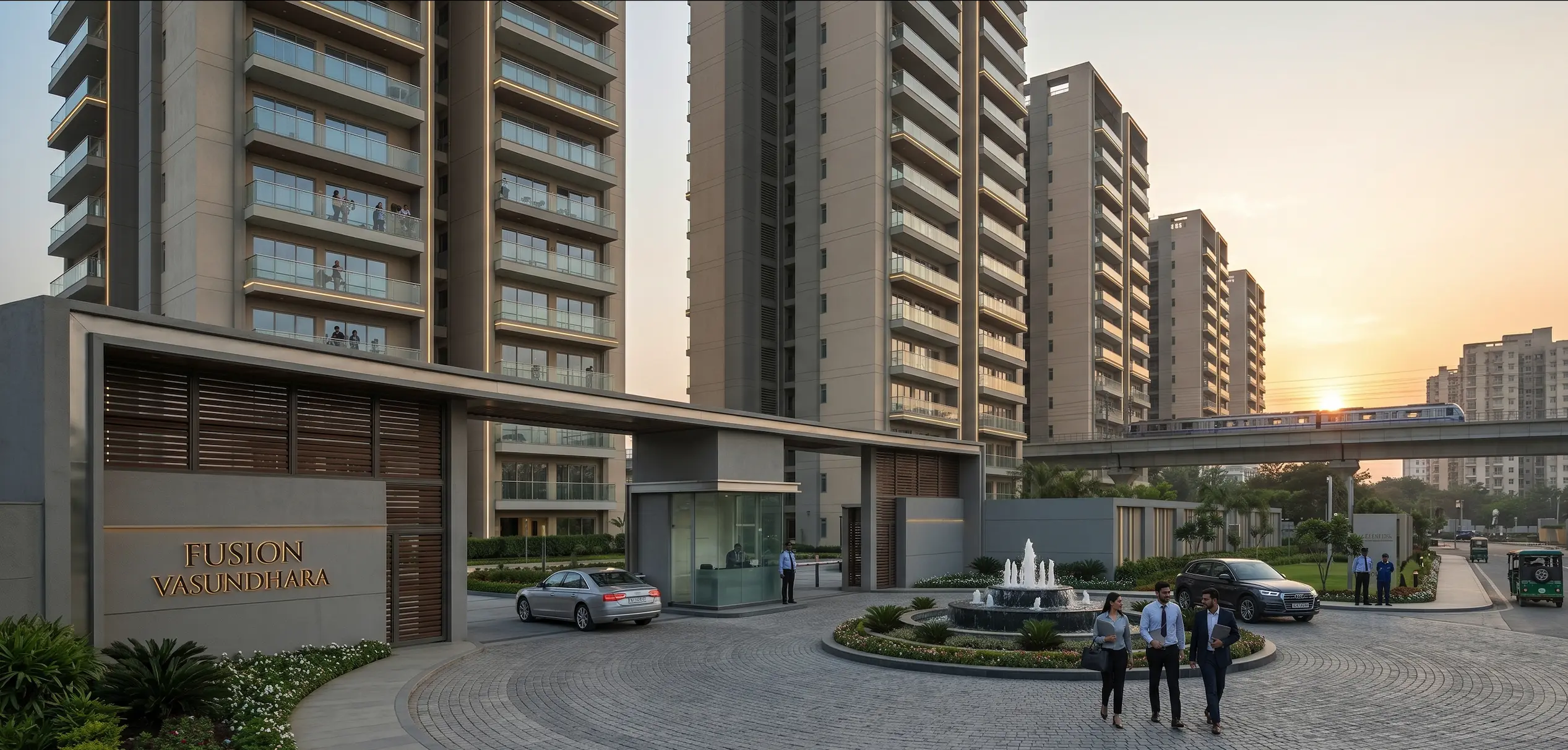 Fusion Vasundhara towers and entrance at Sector 7, Vasundhara, Ghaziabad