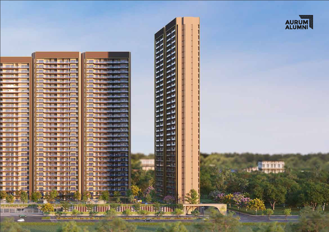 Aurum Alumni Bliss at Sector 22D, Yamuna Expressway featuring 9 premium high-rise towers, 83% open greens, temperature-controlled swimming pool and spacious 3 & 4 BHK residences.