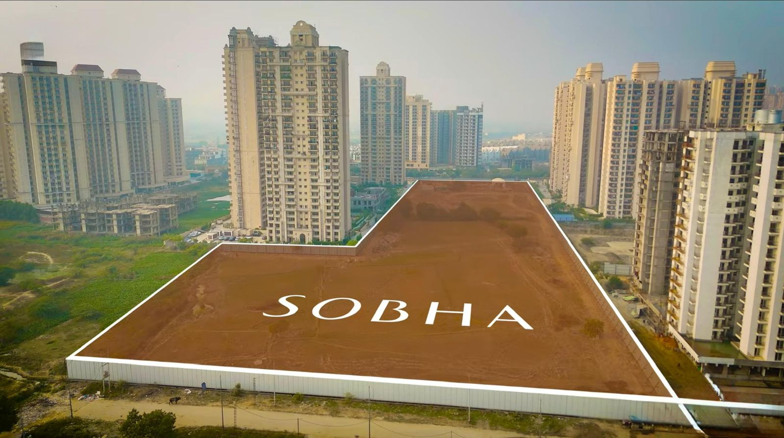 Greater Noida West site for Sobha Rivana: land parcel with the project area marked where Sobha will build.
