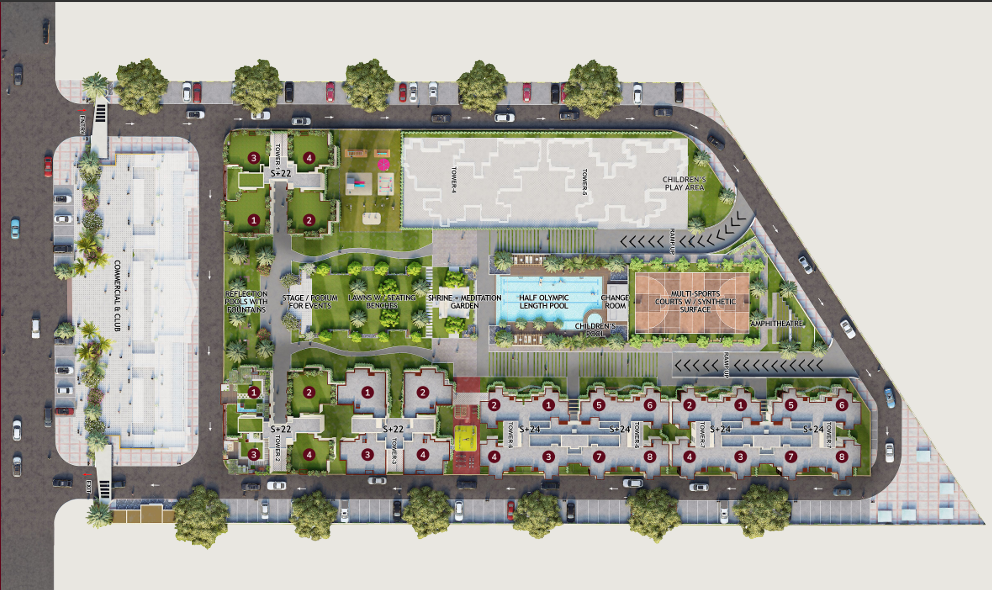 Modern high-rise towers of Vayu Windpark Rearco Select in Greater Noida West with landscaped open spaces