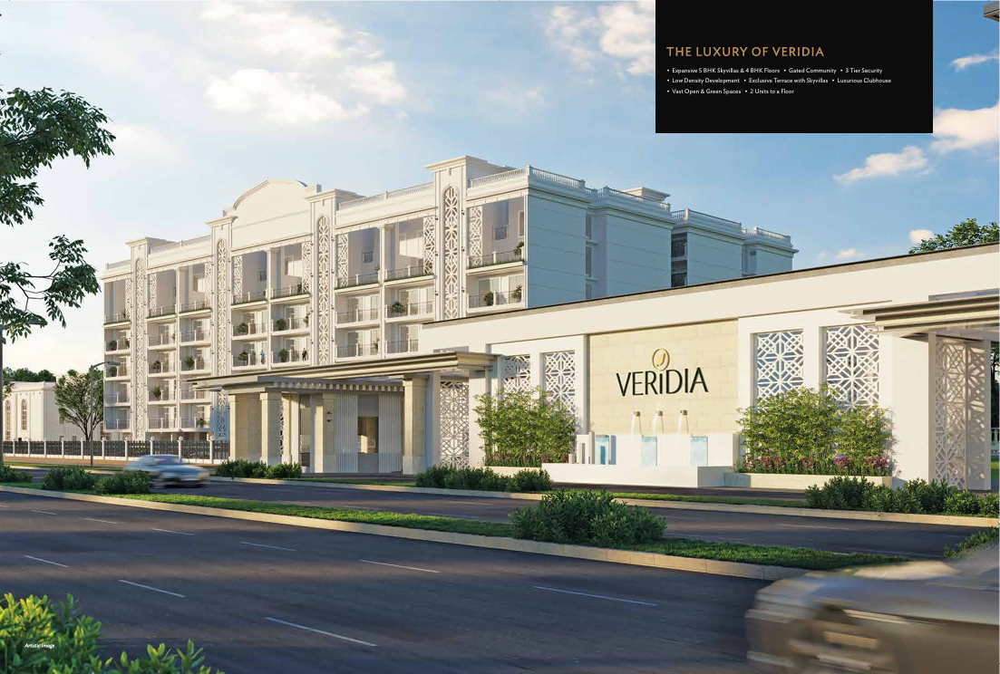 Veridia at Oakwood Enclave, Wave City, Ghaziabad featuring premium low-rise residences, landscaped greens, luxury clubhouse, spacious 4 BHK Floors and 5 BHK Sky Villas.